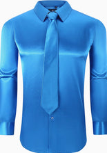 Load image into Gallery viewer, TSC721-626 TB Satin Dress Shirt & Tie Combo