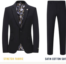Load image into Gallery viewer, SL604-623 Black Cotton Sateen Luxury Slim Fit Suit