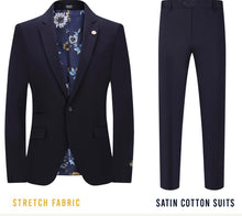 Load image into Gallery viewer, SL604-623 Navy Cotton Sateen Luxury Slim Fit Suit