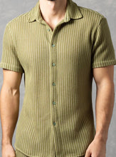 Load image into Gallery viewer, 252111-626 BS Green Ribbed Knit SS Shirt

