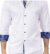 Load image into Gallery viewer, 242212-625 White LS Shirt with Contrasting Collar &amp; Cuff
