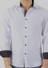 Load image into Gallery viewer, 242316-1026 White LS Shirt with Contrasting Contrasting Inner Collar, Placket &amp; Cuff
