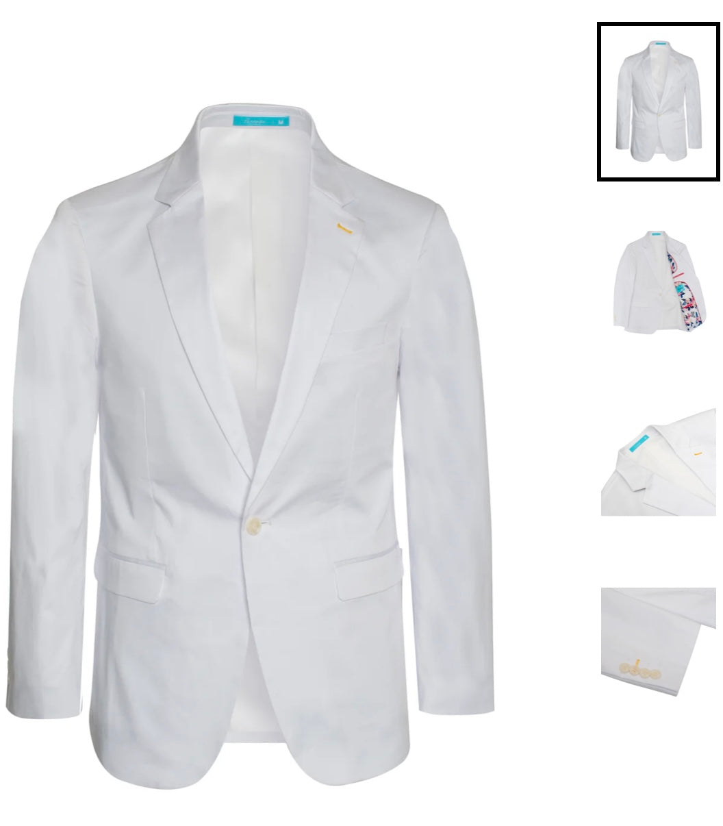 9010-824 PZZO White Cotton Stretch Fashion Blazer