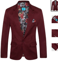 Load image into Gallery viewer, 9010-824 PZZO Burgundy Cotton Stretch Fashion Blazer
