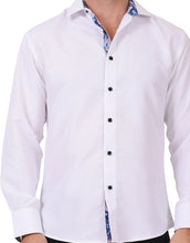 Load image into Gallery viewer, 242225-625 LS Shirt with Contrasting collar and Plaquet White
