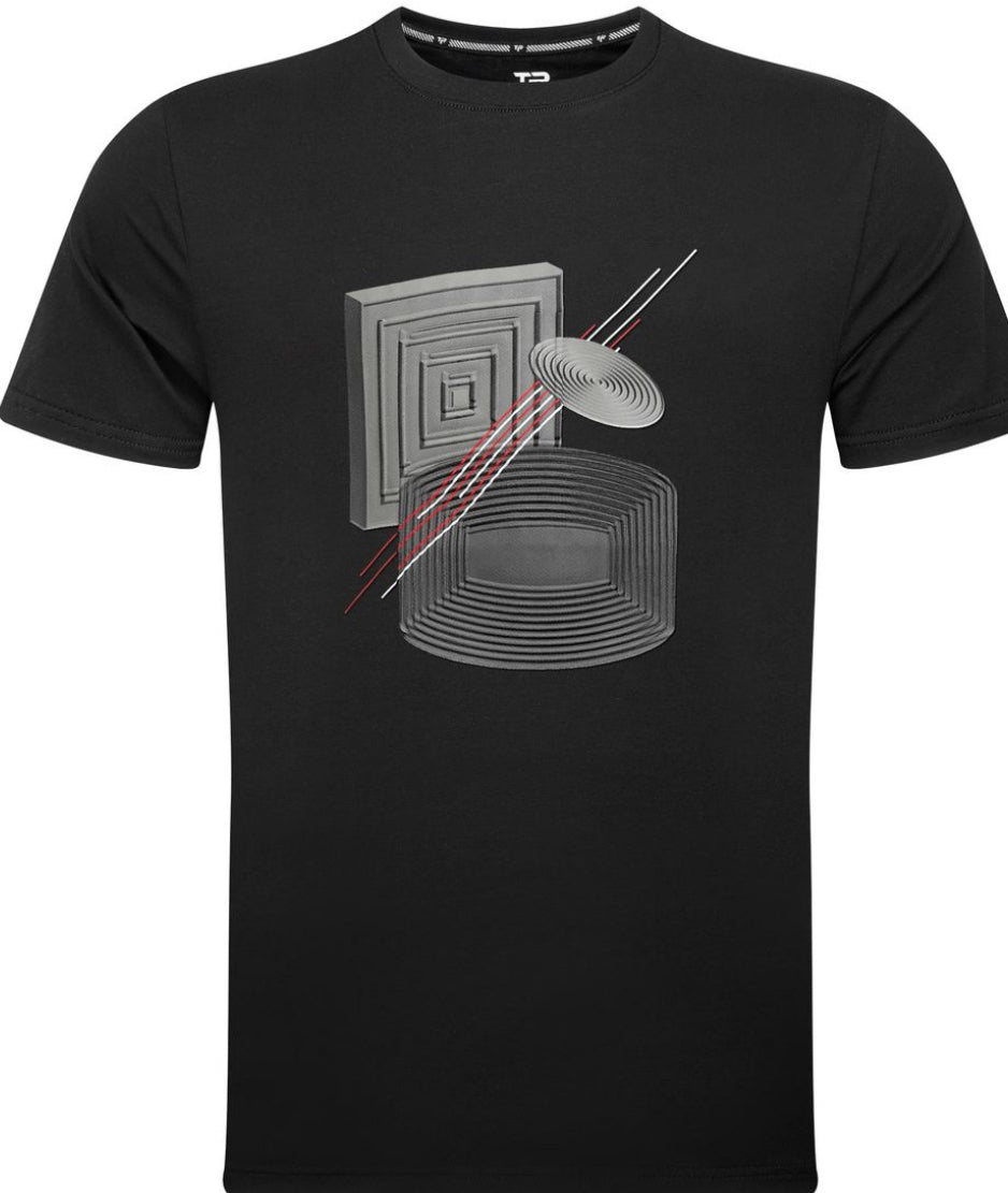TRTD1036-625 Black 3D Abstract Stretch Cotton T Shirt