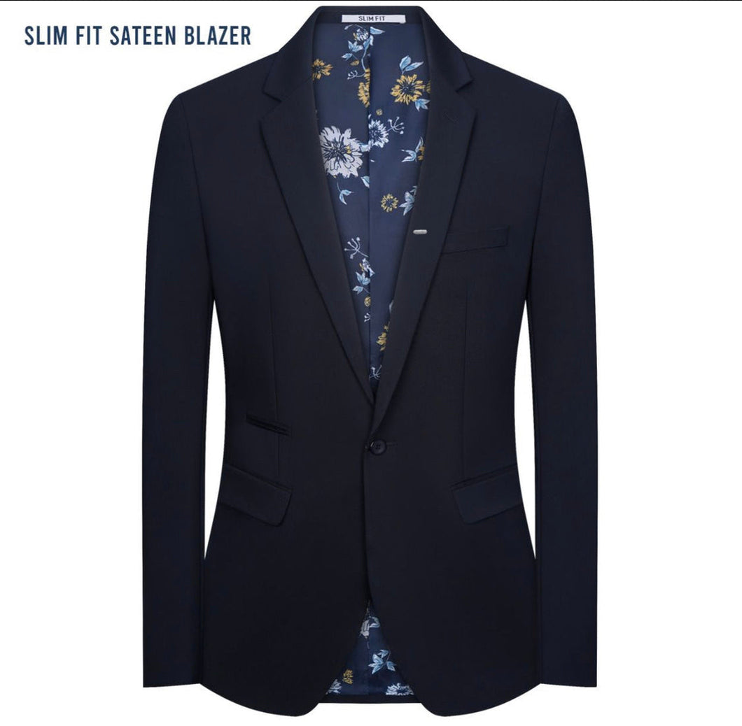 S601-0923 Cotton Sateen Luxury Slim Fit Blazer Navy