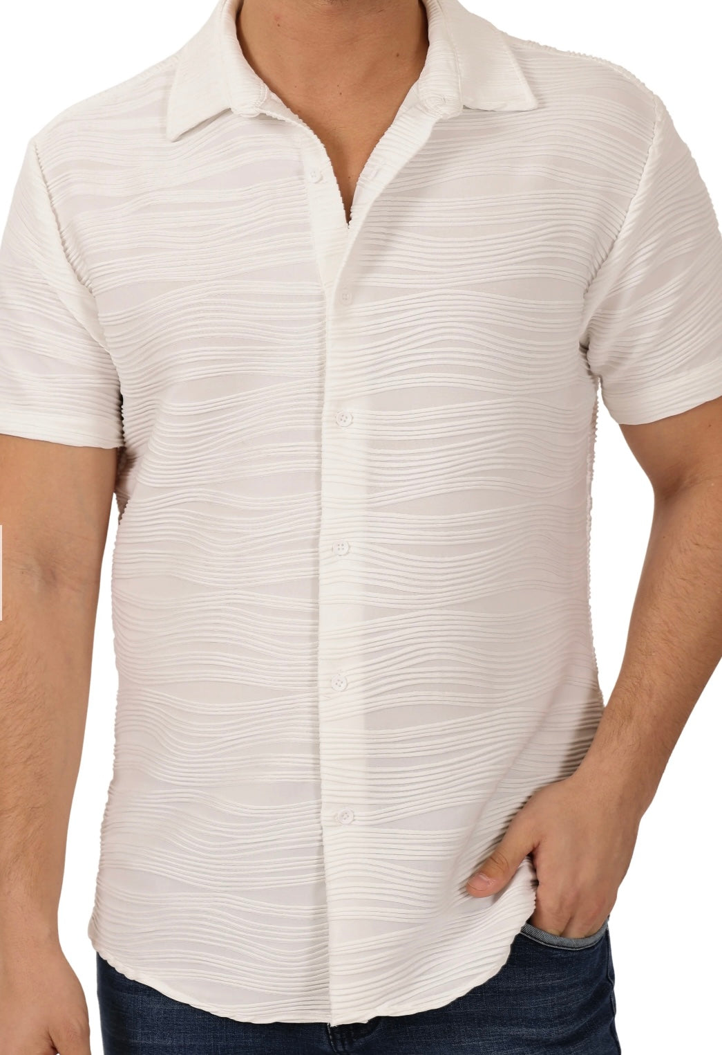 24211205-625 White Modern Fit Short Sleeve Shirt