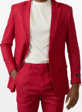 Load image into Gallery viewer, BB24600-625 Linen Slim Fit Suit (Options Black, Royal or Burgundy)
