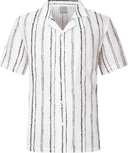 Load image into Gallery viewer, SC423-625 White &amp; Black Knit SS Shirt
