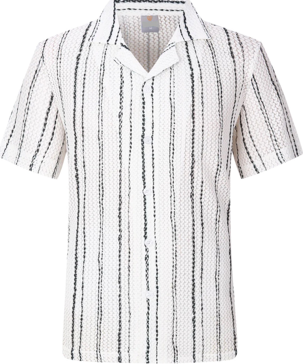 SC423-625 White & Black Knit SS Shirt