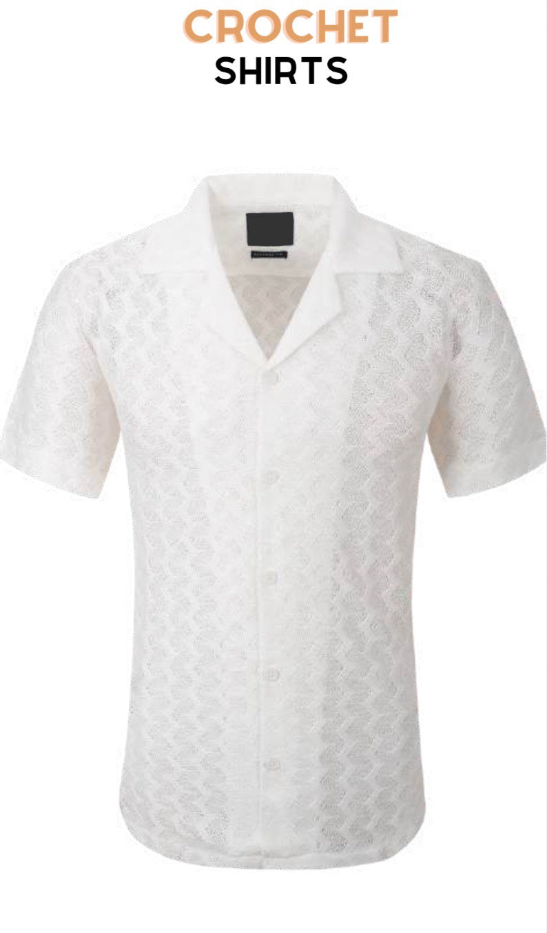 SC5047-1125 SC White Crochet SS Shirt