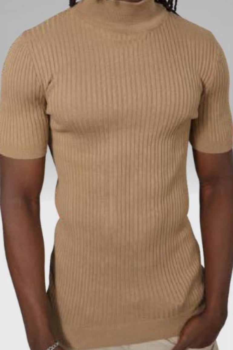 SM670-524 SC Khaki Mock Ribbed Turtleneck