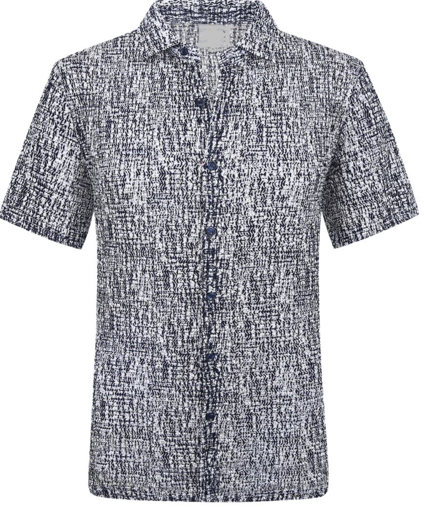 SC415-0425 SC Navy Beach Boxed Crotchet SS Shirt