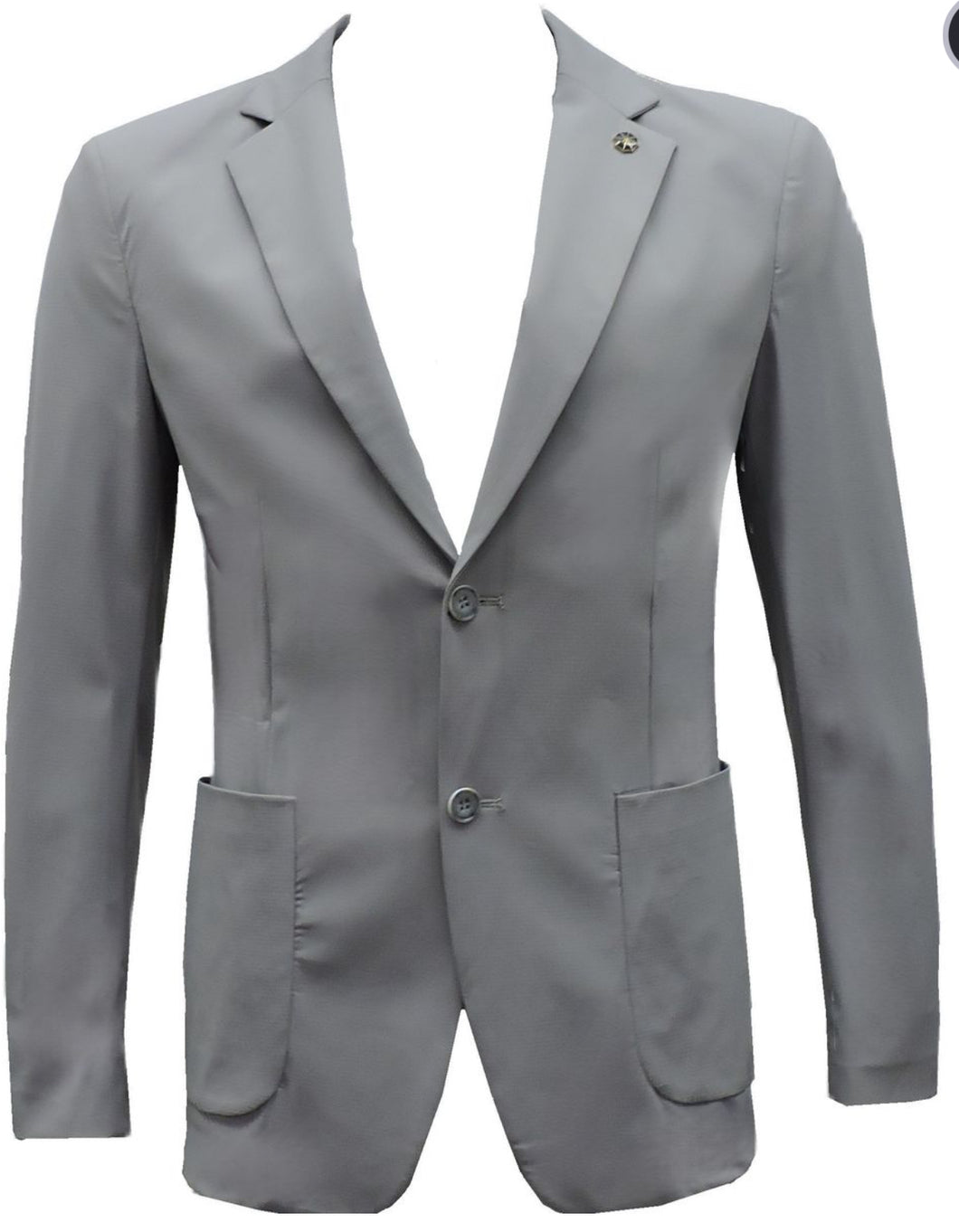 TRB901~0225 Grey Light Fabric Patch Pocket Blazer