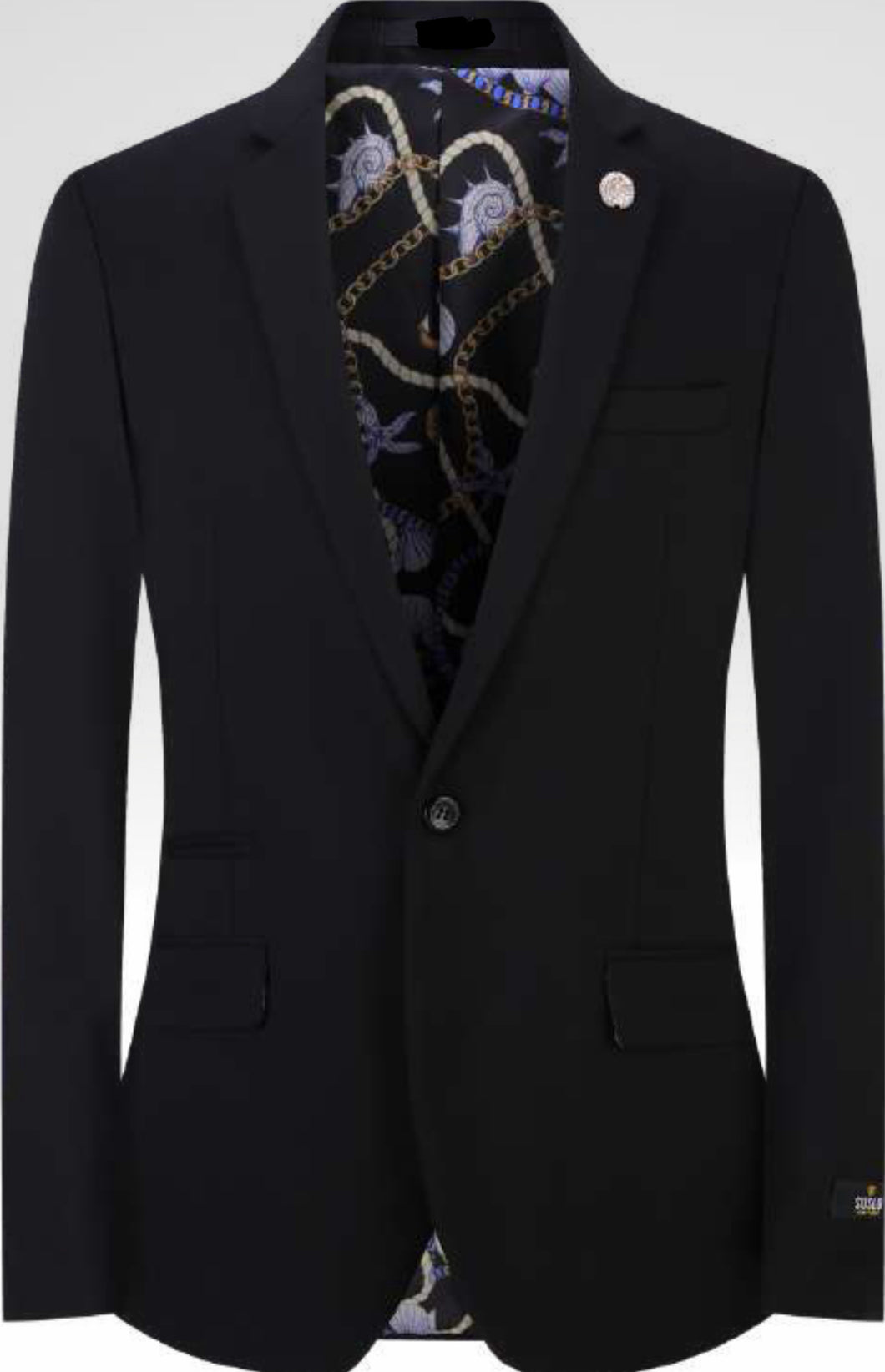 S1601-1124 Black Sateen Luxury Slim Fit Blazer