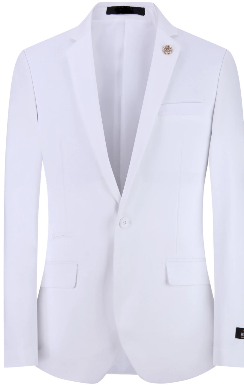 S1601-0125 SC White Slim Fit Sateen Blazer