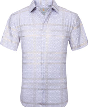 Load image into Gallery viewer, SC9187-0425 White Royal Stripes Metallic SS Shirt
