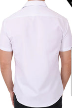 Load image into Gallery viewer, 242107-625 White SS Shirt W/Contrasting Collar &amp; Plaquet
