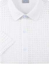 Load image into Gallery viewer, SC411-0424 SC White Beach Boxed Crotchet SS Shirt
