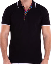 Load image into Gallery viewer, 211817-425 Black Polo with Contrasting Collar &amp; Plaquette
