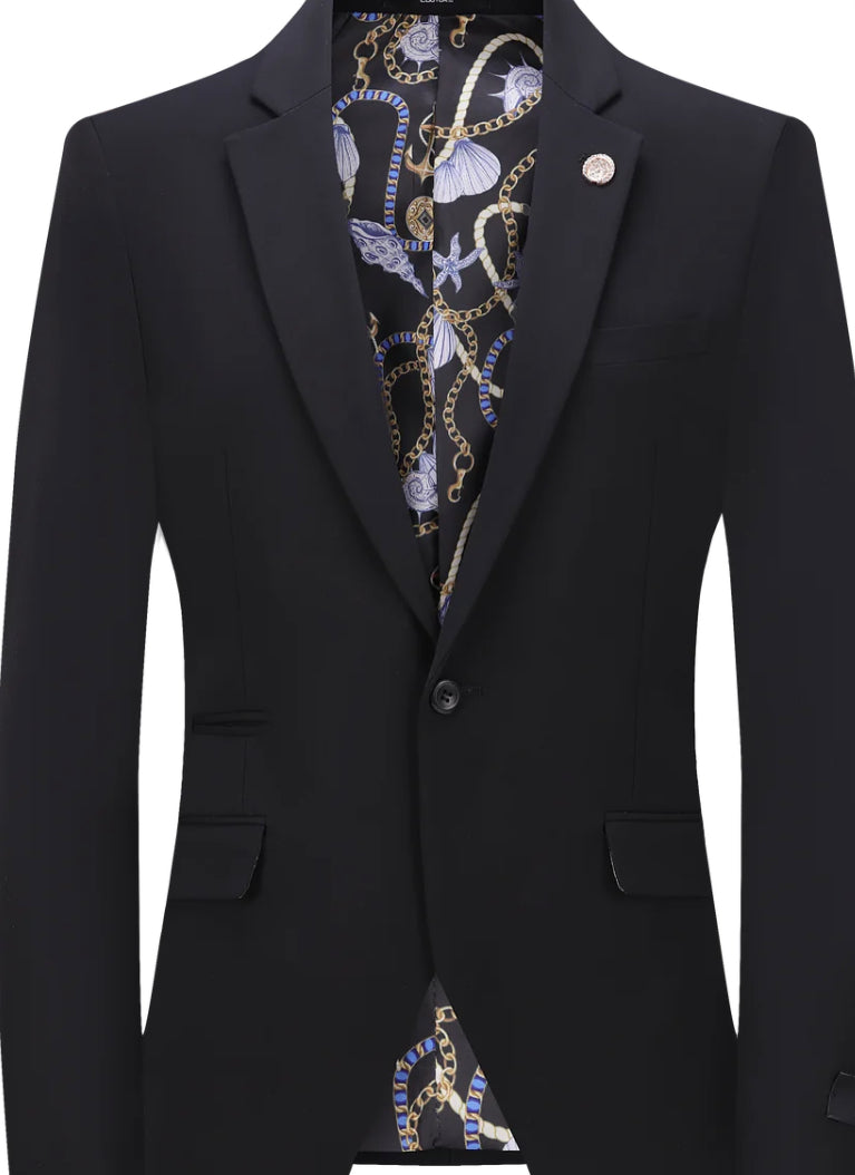 S601-0923 Cotton Sateen Luxury Slim Fit Blazer Black