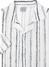 Load image into Gallery viewer, SC423-625 White &amp; Black Knit SS Shirt
