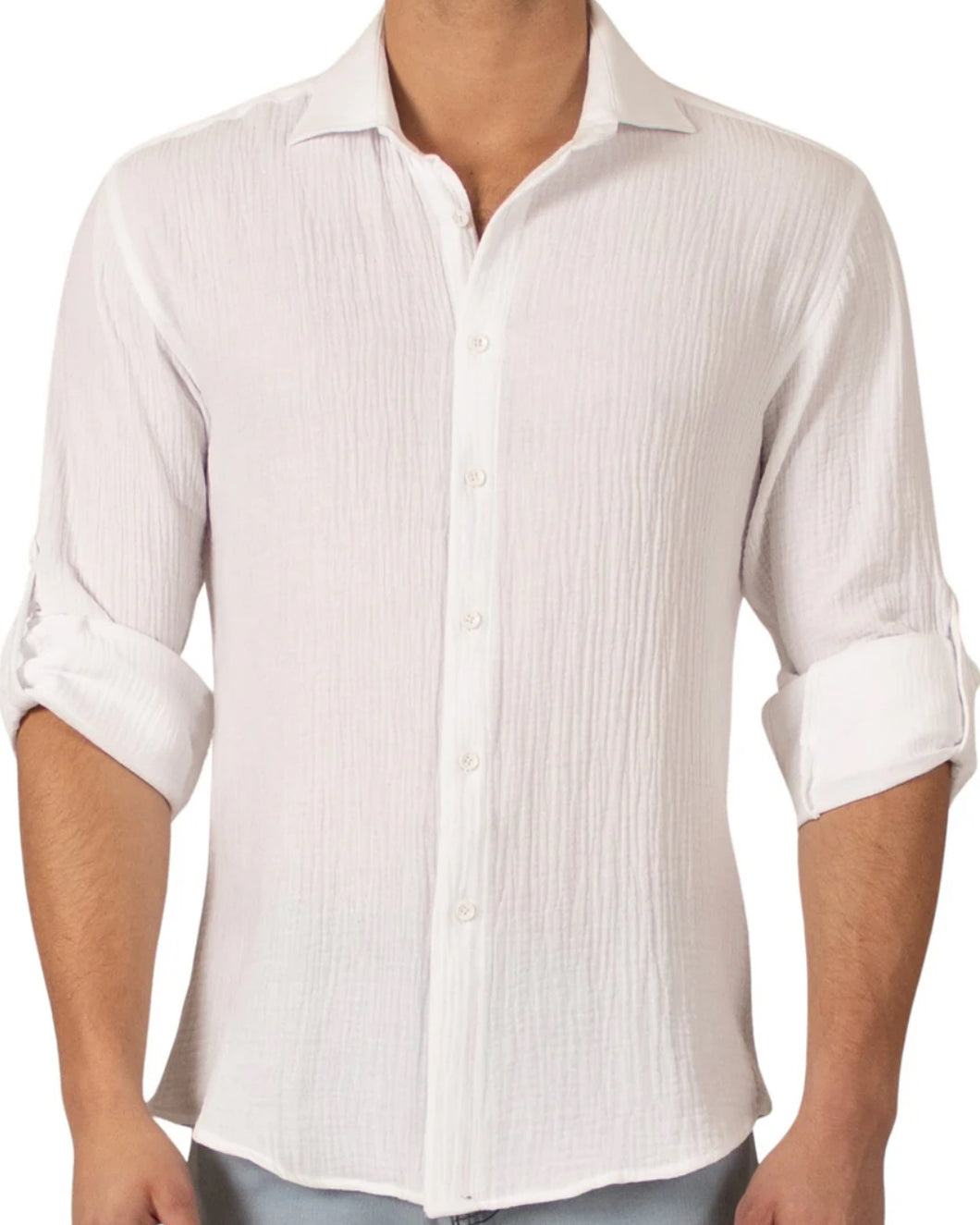 232275-624 White BSp LS Crinkle Shirt