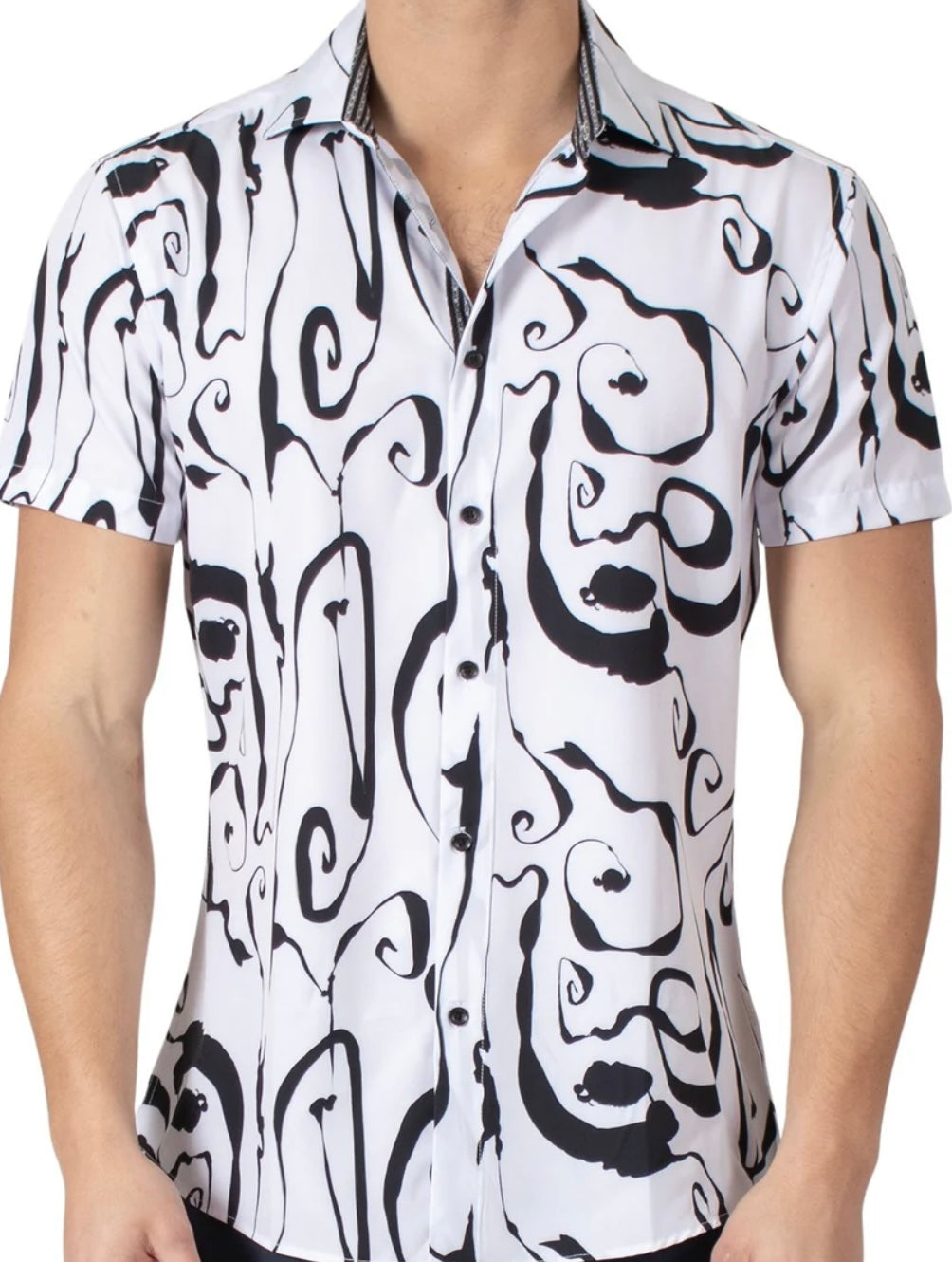 232119-0524 White-Black Swirl SS Shirt