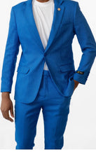 Load image into Gallery viewer, BB24600-625 Linen Slim Fit Suit (Options Black, Royal or Burgundy)
