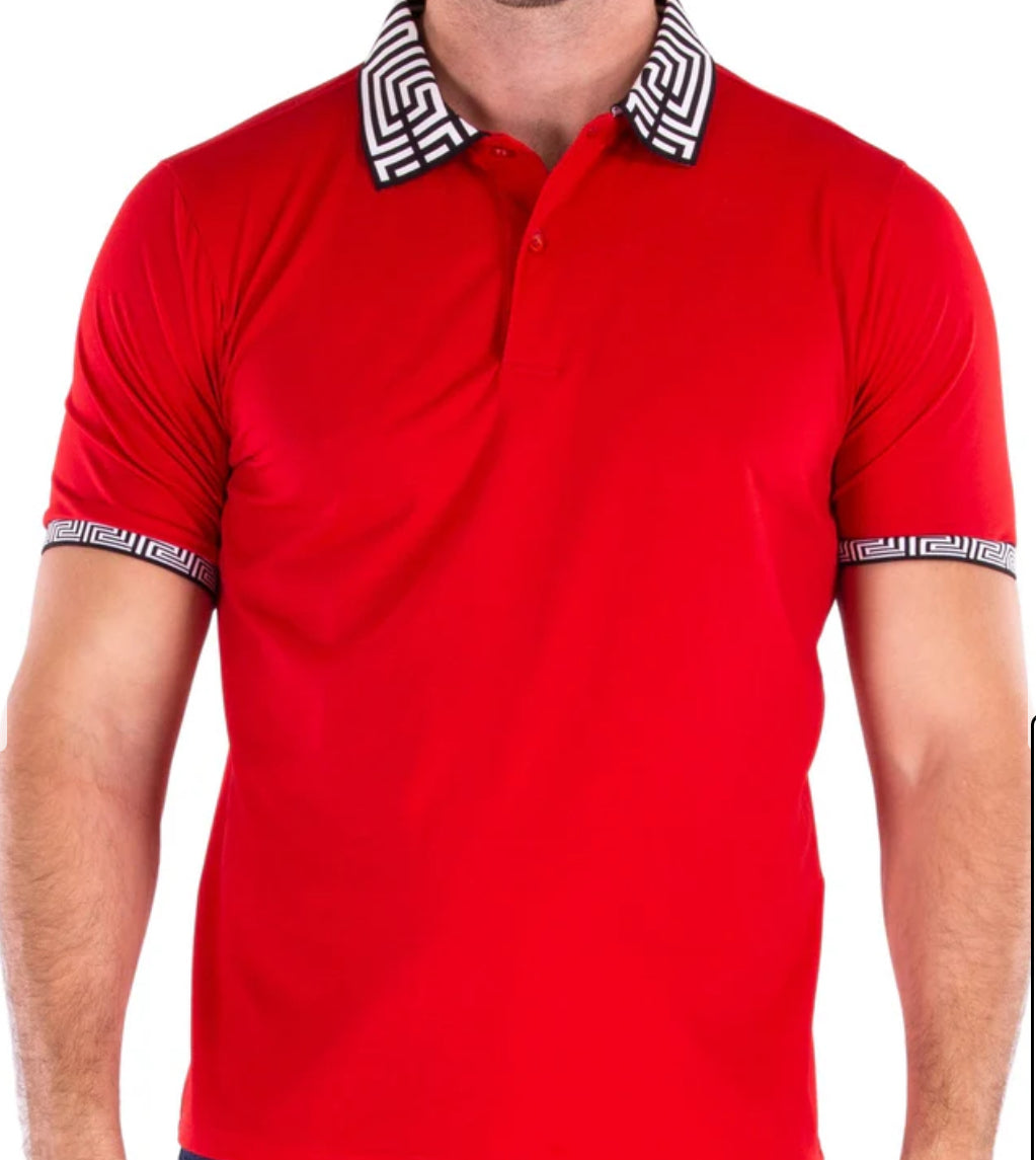 221802-425 Red Half Button Polo Shirt