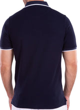 Load image into Gallery viewer, 211817-425 Navy Polo with Contrasting Collar &amp; Plaquette
