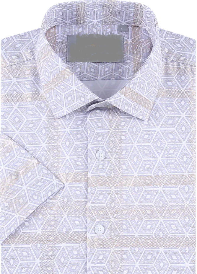 SC9187-0425 White Royal Stripes Metallic SS Shirt