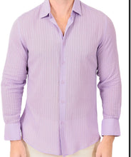Load image into Gallery viewer, 24222-1125 BS Lilac Sheer Striped Modern Fit LS Shirt
