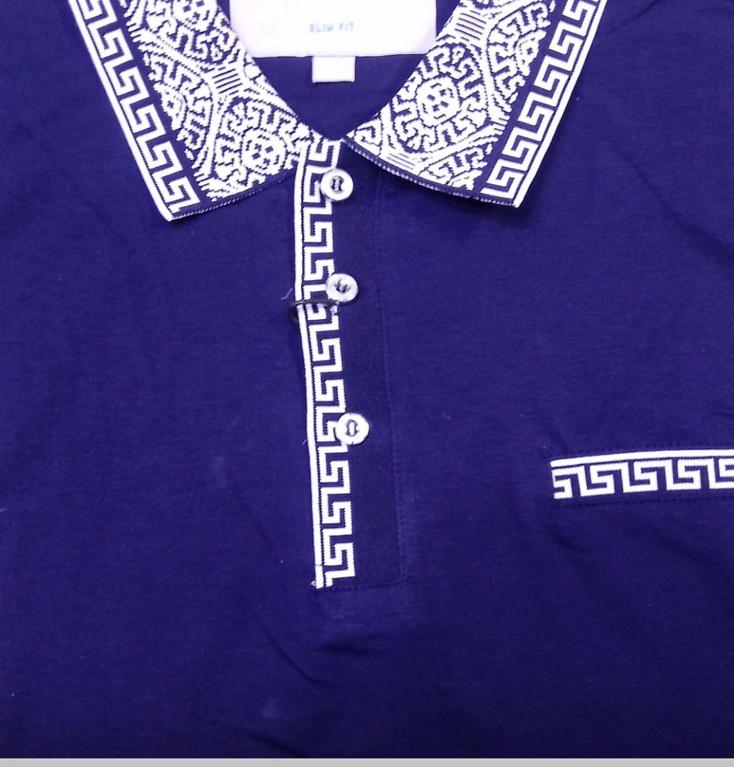AZ258-425 SC Navy Polo W/Contrasting Collar & Plaquet