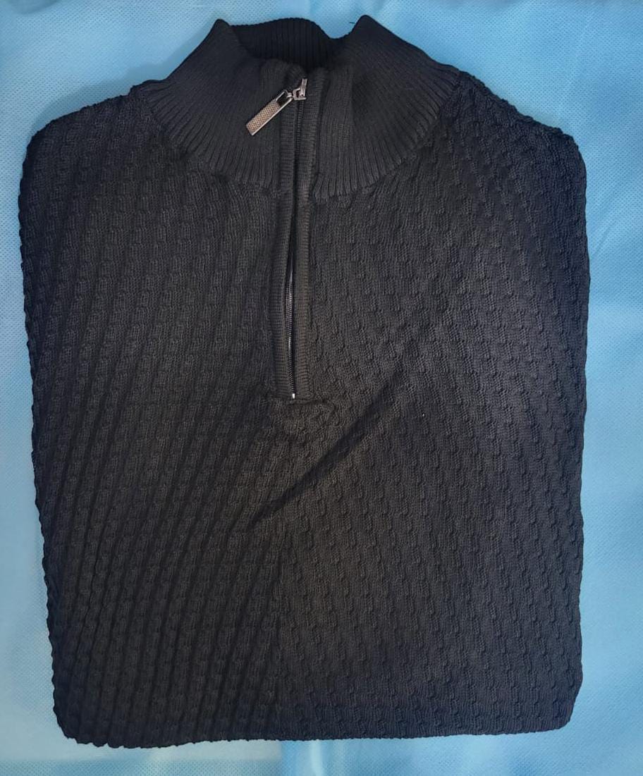 ZK509-1023 SS Mock Turtleneck with Zipper Black