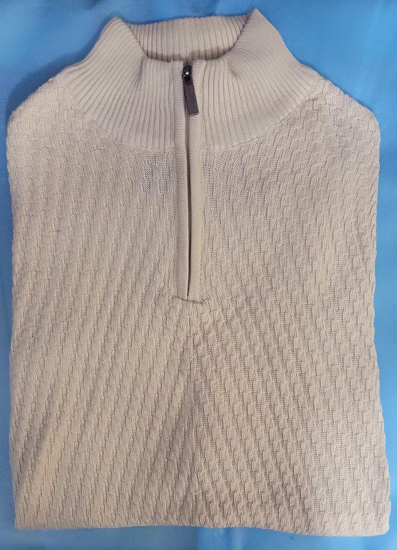 ZK509-1023 SS Mock Turtleneck with Zipper Beige