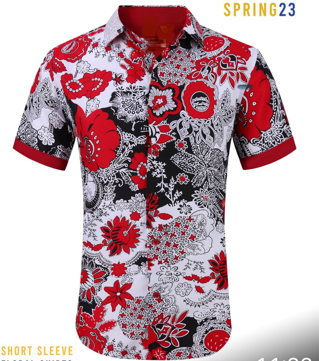 SC5201-3/623 Red Floral SS Shirt