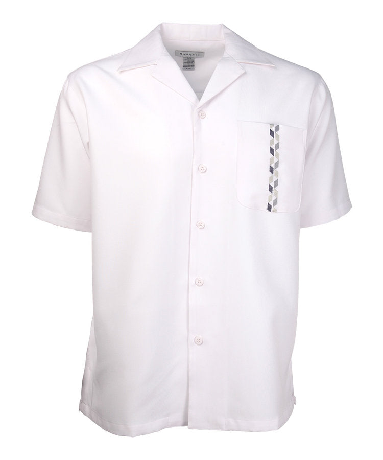 16244 422 WHITE SHORT SLEEVE JACK SHIRT W/EMBROIDERY