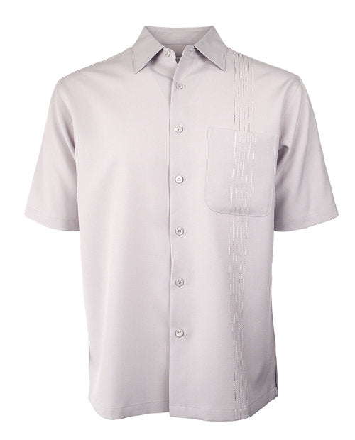 17254 422 SILVER SHORT SLEEVE JACK SHIRT W/EMBROIDERY