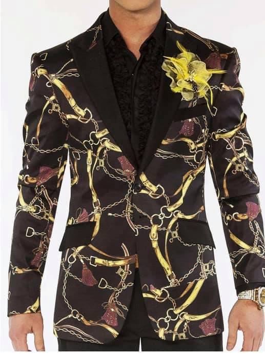 Chain 3 Yellow Chain Design Blazer