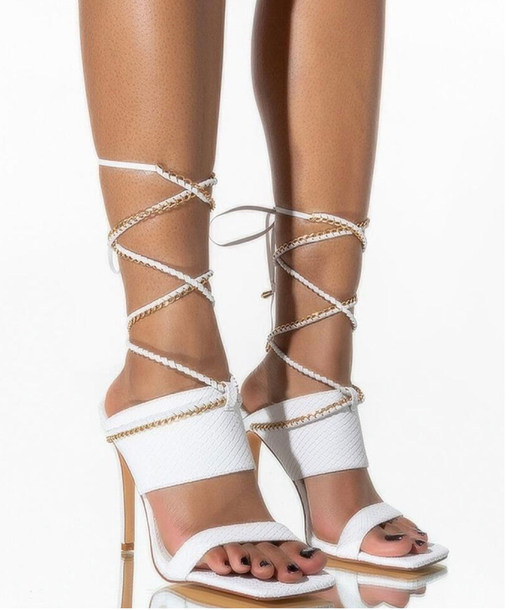 Taska-722 White Strappy Lace Up Shoe