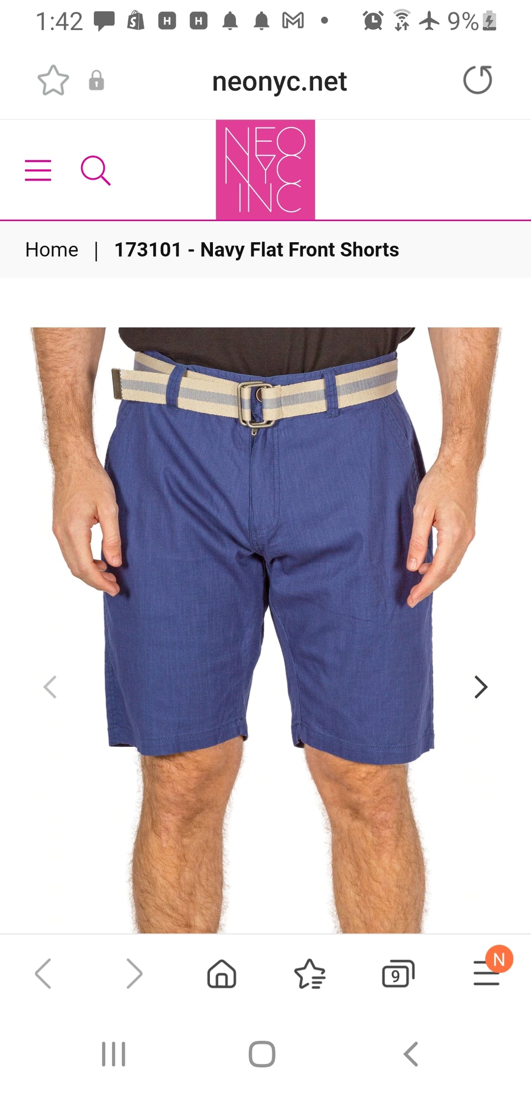 173101 NAVY FLAT FRONT SHORTS 222