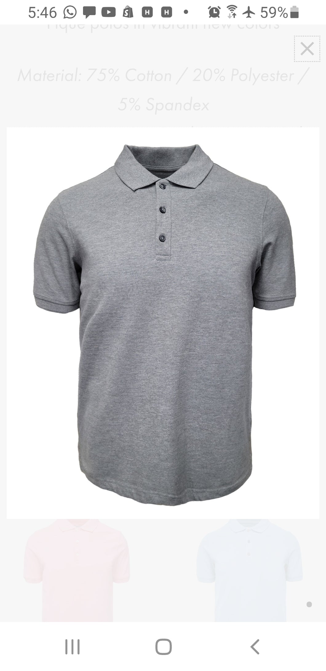 300MD Heather Grey Pique Polo