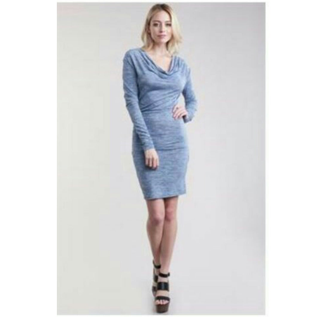 Cowl Neck Long Sleeve Bodycon Dress