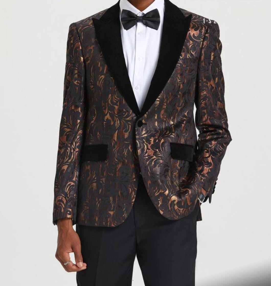 FSB201-223 BLACK GOLD FASHION BLAZER W/BOW TIE