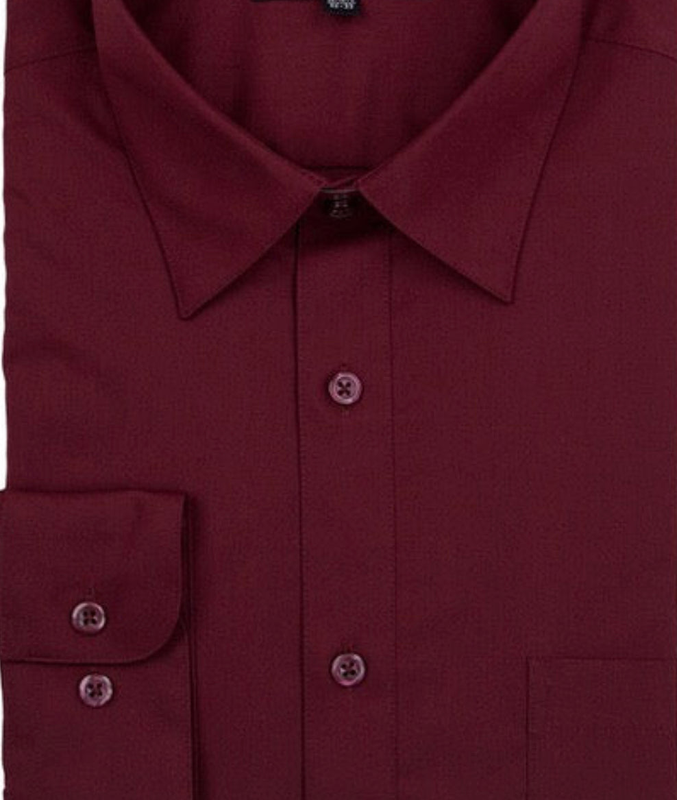 009SL Burgundy LS Slim Fit Dress Shirts