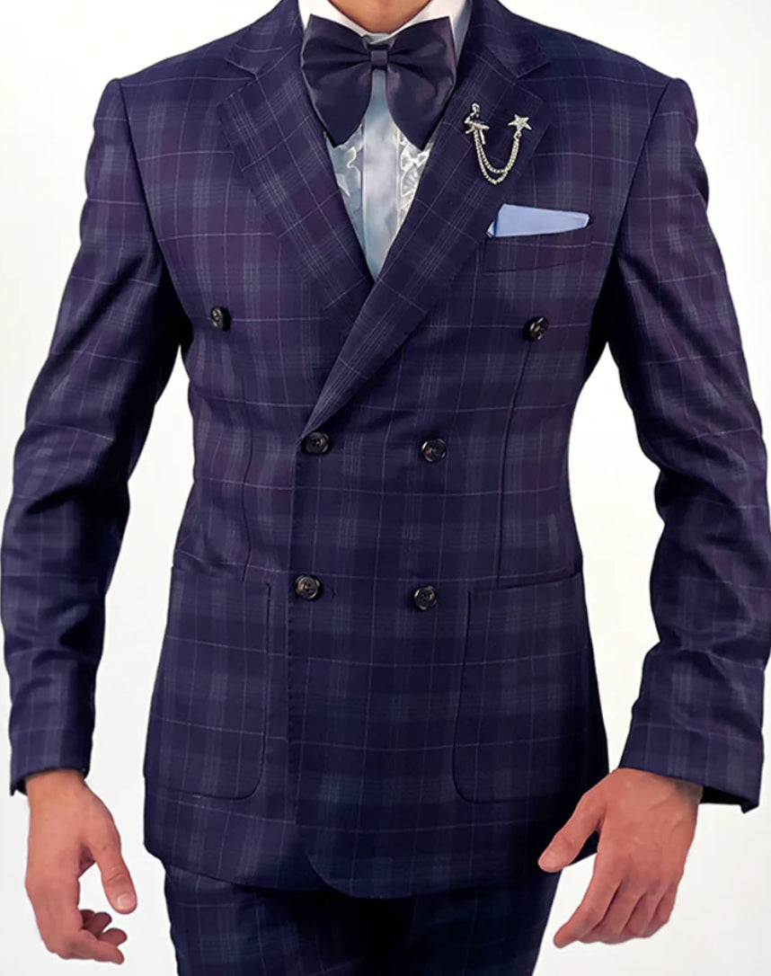 PINB722 Pinstripe M Blue Suit